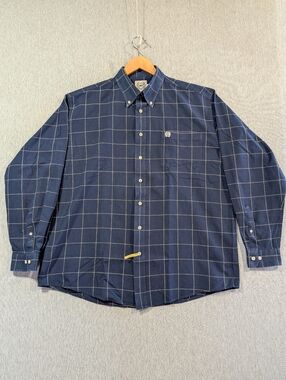 Cinch Button Down Western Shirt Men's Large Blue White Stripes